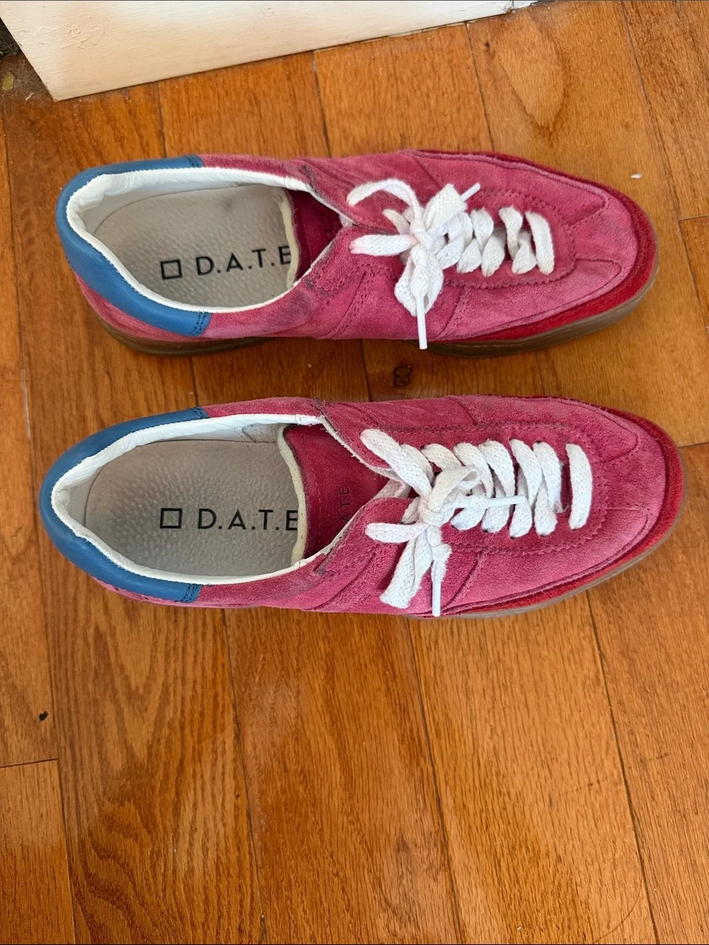 DATE Pink Suede Lace-Up Sneakers